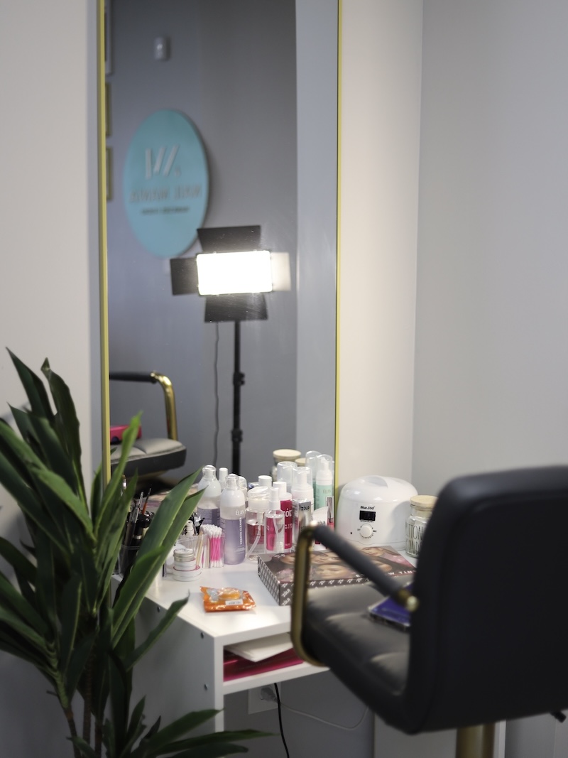 Styling station with mirror at Nail Mania
